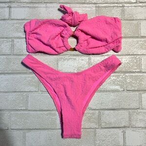 KB Kinis Pink Flower Textured Bikini Set Size M/L